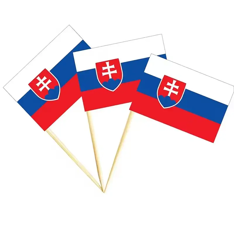 Nationale Länder-Zähneckflagge Dekoration Cupcake Topper Cocktails Speisenflaggen Dekorationen Slowakei-Zähneckflaggen