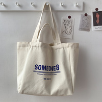 Tas Kanvas Kapasitas Besar dengan Ritsleting, Custom Grosir, Pola Logo yang Dapat Disesuaikan, Tas Belanja dengan Pegangan Satu Sisi
