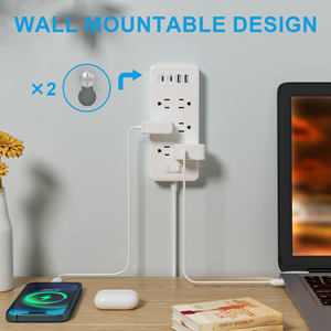 Multiprise de protection contre les surtensions FCC pour 1250W, 6 prises CA, avec USB-C, ABS et cuivre, 10A, pour hôtel et usage domestique - Product Image 5