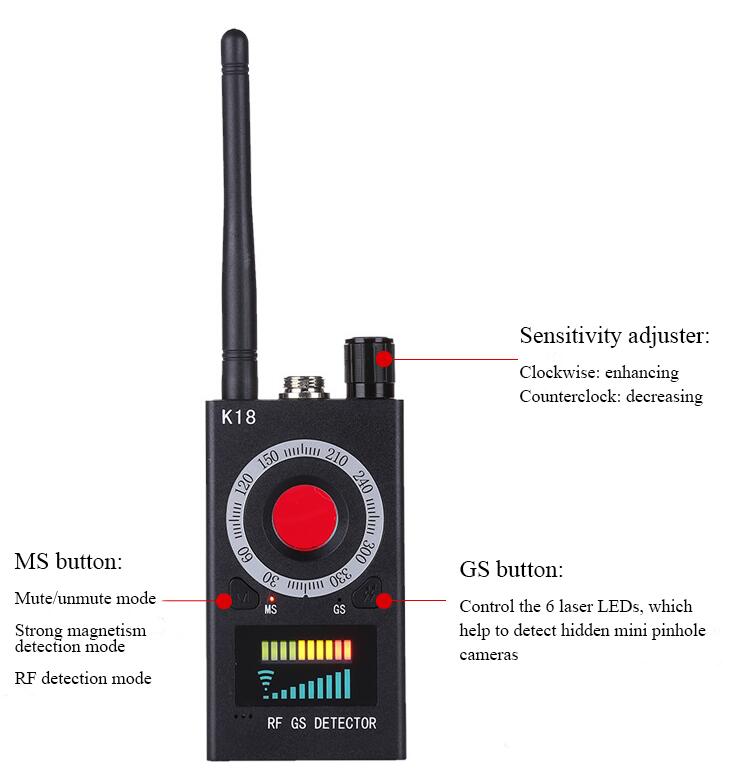 Dropshipping Shenzhen Factory Wholesale Signal Detector Anti-Spy K18 Camera Gsm Audio Bug Finder Gps Lens Rf