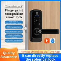 Serrure de porte intelligente numérique de haute qualité avec contrôle Tuya/TTlock, compatible avec les portes en bois et en acier, stockage sur carte mémoire