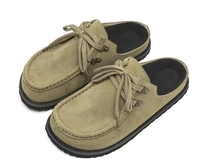 Haute qualité luxe populaire vache daim bout carré taille 36-44 pantoufles pour hommes et femmes décontracté extérieur à lacets Mule plat mocassins