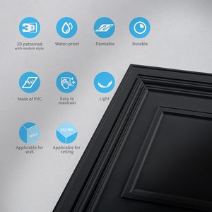 Panneau de plafond carré 3D en PVC <span class=keywords><strong>noir</strong></span> mat, installation rapide, panneau sans colle pour salle de sport, chambre, salle à manger, décoration intérieure, panneaux muraux - Product Image 3
