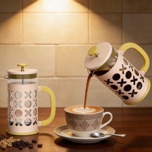 Set per Caffè French Press 350ml/1000ml con Tazze in Vetro Rosa, Regalo Romantico per Coppie per San Valentino - Product Image 4