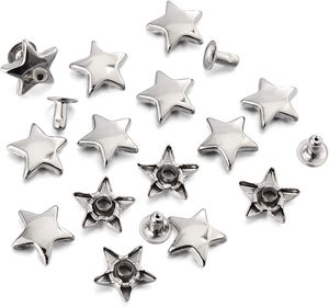 Juego de remaches de estrella plateados MM para cuero, remaches de estrella, remaches para prendas, remaches de cuero, tachuelas y púas para artesanía en cuero y ropa. - Product Image 1