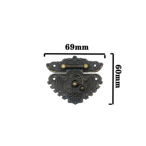 Serrure de meuble vintage en alliage de zinc bronze 86x75mm, fermoir sans clé pour emballage de boîte en bois - Product Image 3
