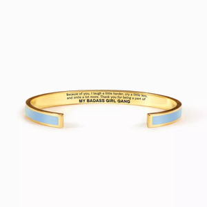 Bracelet ouvert réglable en acier inoxydable plaqué or 18K PVD émaillé multicolore pour femmes |   Gravable et personnalisable - Product Image 3