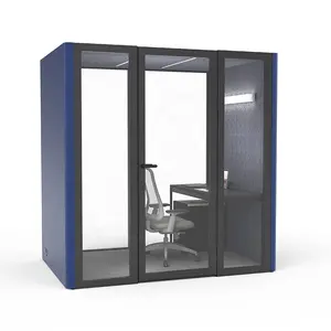 움직일 수있는 작은 오두막 실내 사무실 포드 4 좌석 6 인 회의 부스 공유 스마트 어쿠스틱 사무실 포드