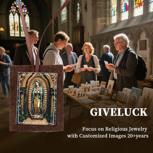 GIVELUCK Ciondolo Reversibile in Feltro con Medaglia di San Giuseppe, Monogramma e Croce Argentata, Arte Religiosa Bifacciale con Nastro Marrone, Idea Regalo - Product Image 6