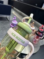 Gourde d'eau sport grande capacité avec paille et poignée, anti-fuite, sans BPA, en plastique