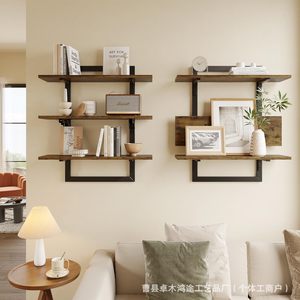 Iron And Wood Floating <b>Wall</b> <b>Shelf</b> Rectangle Foldable <b>Wall</b> <b>Mounted</b> Storage Rack For Kitchen Neatening - Product Image 3