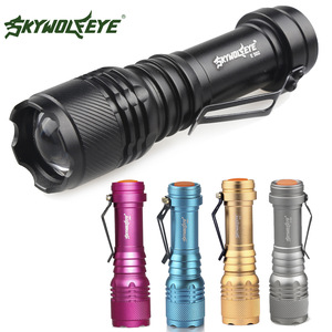 Mini lampe de poche LED en alliage d'aluminium, 3 modes, batterie AAA, portable, E502, couleur or - Product Image 5