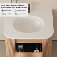 USA gratis ongkir Vanity kamar mandi mewah dengan wastafel desain kamar mandi Modern bak cuci dipasang di dinding bundar 60cm lemari kamar mandi