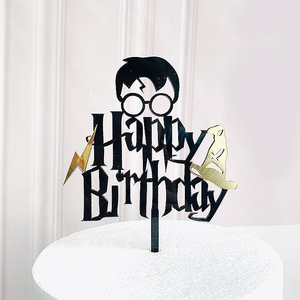 Decorazione per Cupcake a Tema Magico Nero e Oro per Halloween, Topper per <span class=keywords><strong>Torta</strong></span> di Compleanno - Product Image 4