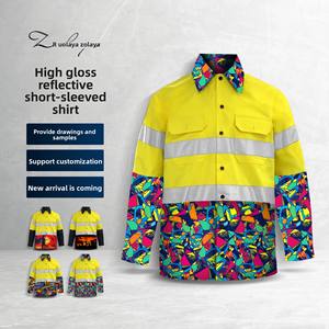 Chemise de travail à manches longues en pur coton réfléchissant pour hommes, vêtements de travail pour mineurs de charbon de route, pour atelier souterrain, chantier de construction - Product Image 2