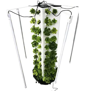 New Design Food Grade ABS Hydroponic 100 Planting Holes Tower Vertical Growing Farming Hydroponics System