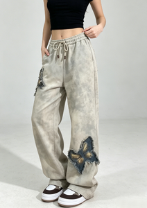 <span class=keywords><strong>Pantalon</strong></span> de survêtement décontracté d'été <span class=keywords><strong>ample</strong></span> pour femme, taille haute, avec cordon élastique effiloché - Product Image 4
