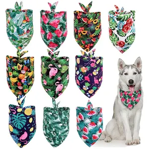 Cool Summer Dog Bandana Hawaii Style Flamingo Fruit Flower & Leaves Printing Collar Custom Thick Hat Made Polyester Cotton Cloth