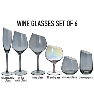 Copas de Vino Personalizadas Samyo, Galvanizadas, Color Gris Humo, Cristal, Blanco, Vino Tinto, Champán, Copas de Vino Inclinadas - Product Image 4