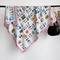 Écharpe de cou audacieuse de créateur avec motifs décoratifs - Foulard élégant effet soie avec motifs de sac à main