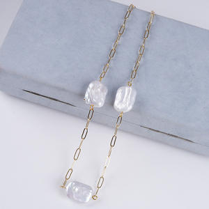 New 14-16mm Natural Pearl White Baroque Square <b>Bracelet</b> Adjustable Buckle Fashion Jewelry <b>Set</b> for European and American Style - Product Image 3