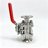 Vanne à boisseau sphérique sanitaire à trois colliers 3/4'', en acier inoxydable 316L, pour conduites laitières et l'industrie des boissons, vanne à boisseau sphérique 3 pièces