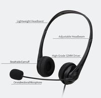 Casque USB filaire SY490MV pour ordinateur, double écouteur, haut-parleur 32 mm, son surround 3D, micro omnidirectionnel, léger, idéal pour le bureau et l'enseignement