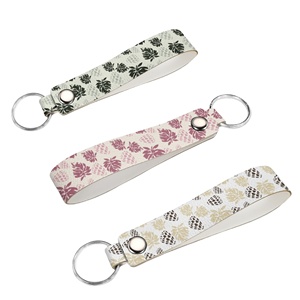Thời Trang Không Thấm Nước Xách Tay Treo Máy Bay Tag Vải Tùy Chỉnh Keychain Phụ Kiện Hawaii Hoa Vỏ Bãi Biển PU Da - Product Image 1