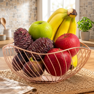 Wire Fruit <b>Basket</b> <b>Round</b> Kitchen <b>Storage</b> Container 21x14x8cm Minimalist Durable Metal Bowl for Food Display - Product Image 5