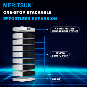 แบตเตอรี่ลิเธียมแบบเรียงซ้อนได้ Meritsun 256V 307.2V 358V ความจุ 15 20 25 30 กิโลวัตต์ชั่วโมง แบตเตอรี่แรงดันสูงแบบเรียงซ้อน - Product Image 2