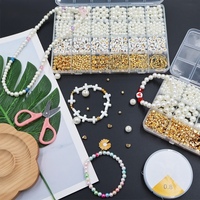 10 Kompartemen Perlengkapan Pembuatan Perhiasan DIY Manik-manik Resin Imitasi Mutiara Bentuk Hati Bunga Bintang untuk Gelang Kalung Kerajinan Tangan