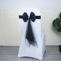 Ruban élastique de luxe léger en maille pour chaise, nœud décoratif pour dossier de chaise, idéal pour hôtels, banquets et mariages