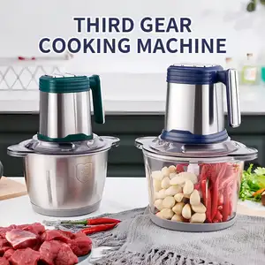 Nhà bếp 2L 3L bát cắt tự động thực phẩm rau Chopper Mincer máy điện thép không gỉ Máy xay thịt Slicer