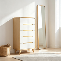 Commode de chambre moderne en bois de pin à tiroirs multiples, design durable, rangement modulaire pour usage commercial et résidentiel