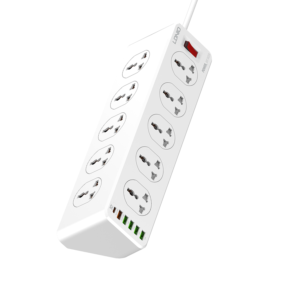 LDNIO SC10610 30 Вт удлиненный сокет с 10 клеммной колодкой универсальная 6 портов Usb розетка для США/Великобритании/ЕС/США быстрой зарядки сетевой фильтр