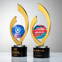 Nouveau design personnalisé gravé cristal métal trophée verre prix trophée blanc prix
