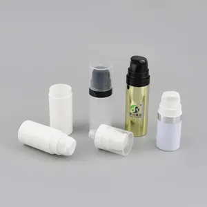Factory Direct Sales Cylindrical 5ML 10ML 15ML White PP Plastic Airless Pump Bottle With Snap Lotion Pump
