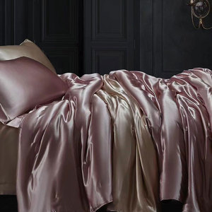 Ensemble de literie en soie de style européen populaire, ensemble de linge de lit simple et moderne de couleur unie - Product Image 5
