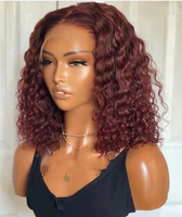 SDD-rizos de Pixie húmedos, corte Bob, extremos completos prearrancados, cutícula pura, cabello humano alineación, pelucas invisibles con encaje frontal, 250% de densidad