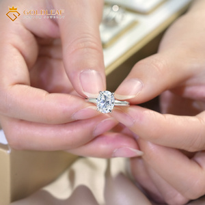 Anillo personalizado de Goldleaf Jewelry con certificado GRA, plata S925, moissanita ovalada de 1ct, 2ct, 3ct, D VVS. - Product Image 2
