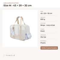 Sac à dos de transport élégant pour chat et chien, motif rayé de dessin animé, beige, à bandoulière unique, en plastique, grande capacité, maille respirante