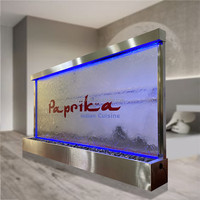 Fontaine à cascade en verre LED moderne, matériau acrylique, lumière LED RGB changeante de couleur, télécommande sans fil, bulles d'eau mobiles tombantes