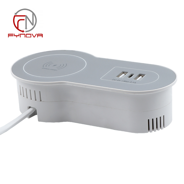 Factory Direct Supply Embedded Wireless Charger 10A/16A Rated Desktop ABS Office Furniture 2 USB for Sofa Bedside Table