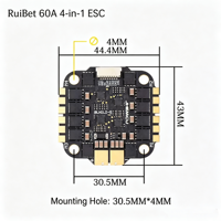 JHEMCU F7 Flight Stack F722 DUAL Flight Controller RUIBET 60A 4-en-1 ESC avec diode TVS intégrée pour drone FPV de 5 à 7 pouces