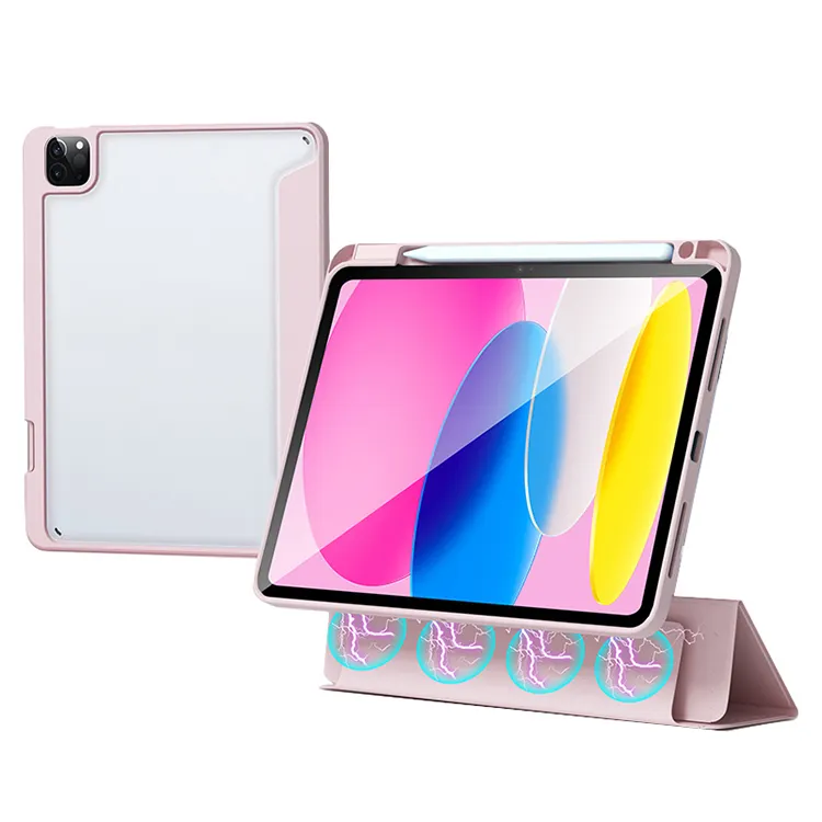 Neue Tablet-Schutzhülle für iPad Pro 12.9 2022 6. Generation 2021 5. Generation 2020 2018 Abnehmbare Hülle mit Bleistift schlitz