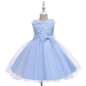 Robes de fête de Noël pour filles, jolies robes rouges ou bleues pour princesses avec dentelle et nœud papillon - Product Image 2