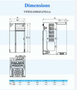 Variateur de fréquence VFD32AMS43ANSAA série MS300 15kW 20HP 460V AC avec PLC intégré pour l'automatisation industrielle - Product Image 3