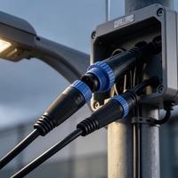 Connecteurs étanches ISO9001 CE 10A IP67 M15 mâle-femelle 2-5 broches pour la distribution d'énergie des éclairages de jardin extérieurs