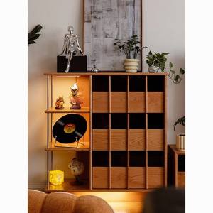Solid Wood <b>Sideboard</b> Cherry Wood <b>Storage</b> Cabinet Living Room Display Shelf With Compartments - Product Image 1