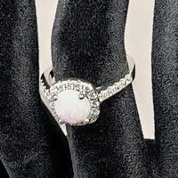 Bague en argent sterling véritable 925 plaqué rhodium Exquisite Natural White Opal Gemstone Romantic Wedding Anniversary Gift